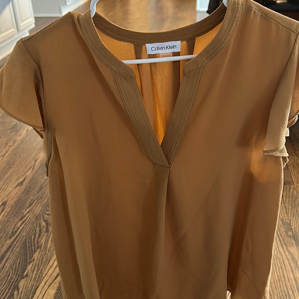 Calvin Klein ruffle sleeve blouse